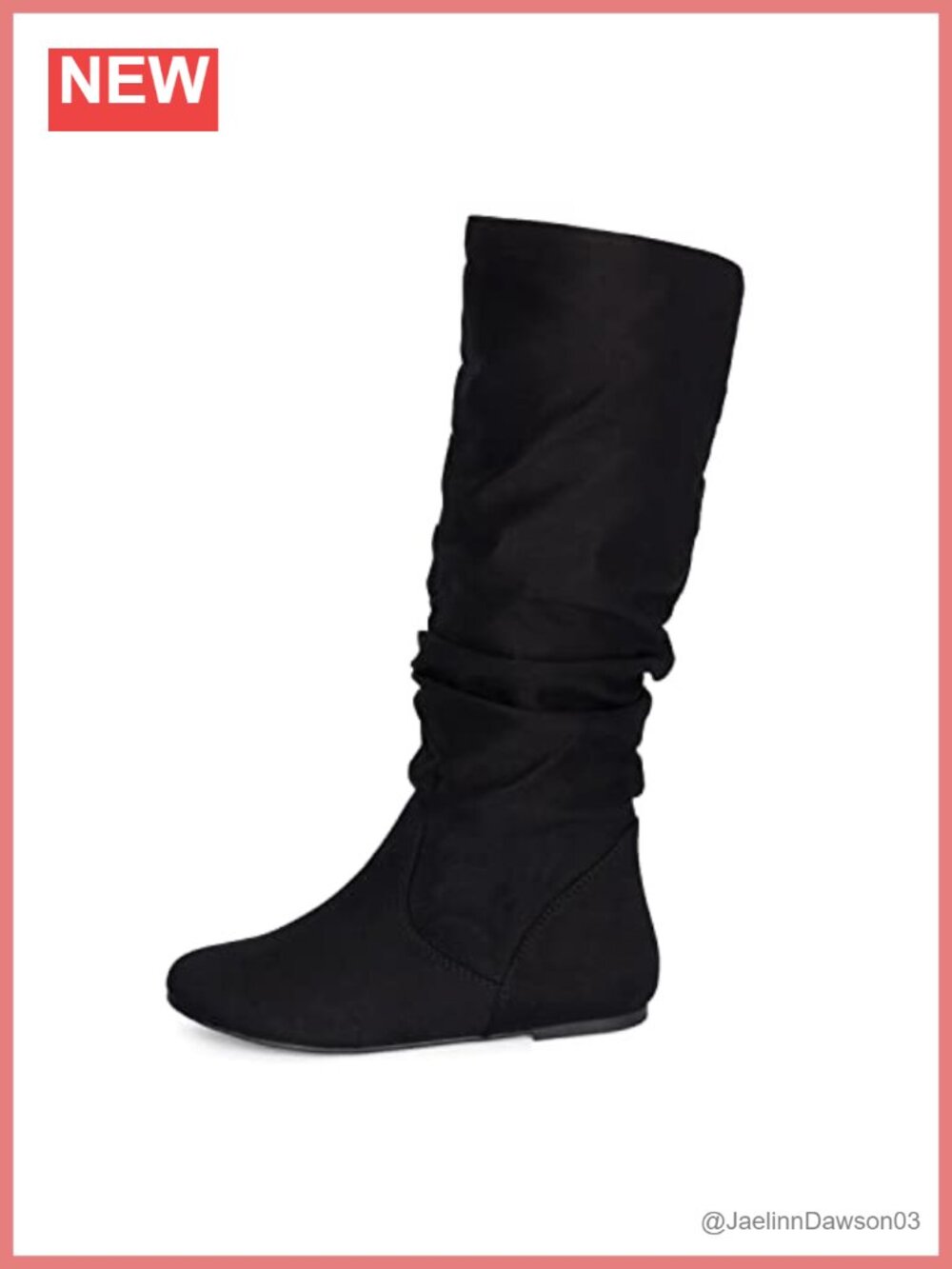 Faux Suede Leather Mid Calf Flats Slouchy Pull-On Winter Boots
